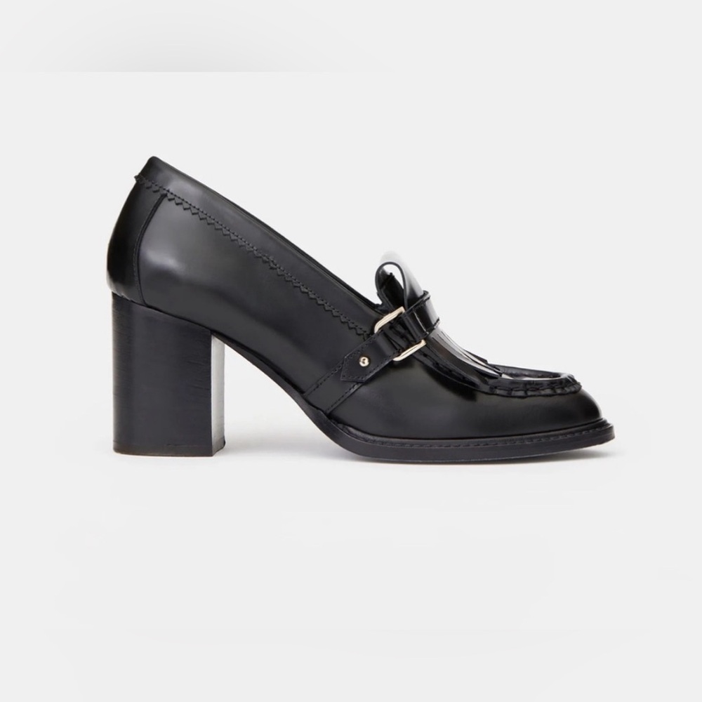 Lafayette 148 Stacked Heel Black Loafers - Fits US size 6.5 - 7.